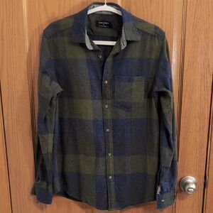 Men's Green and Blue Plaid Shirt
